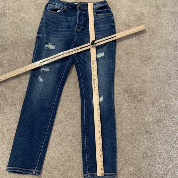 Forever 21 Womens Size 27 Blue Skinny Button Fly Distressed Denim Jeans - Picture 9 of 11